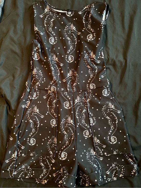 Blackmilk Pants - Blackmilk Black Seahorse Print Romper